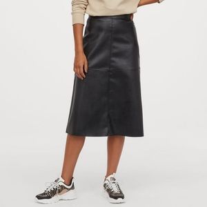 H&M Faux Leather A-line Skirt